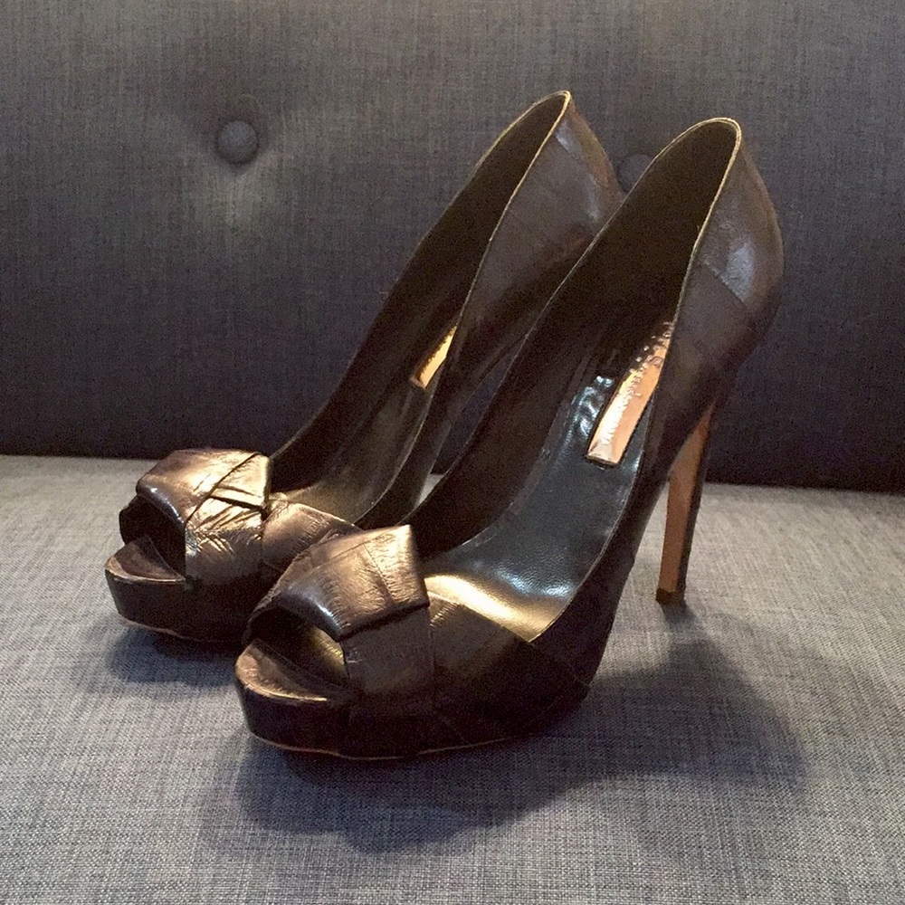 Rupert Sanderson black peep toe pumps
